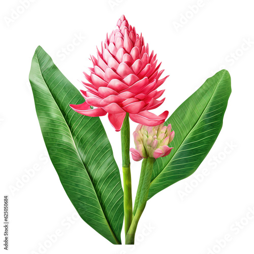 Torch ginger or wild ginger leaves the tropical forest flowering plant in the ginger family, Zingiberaceae. photo