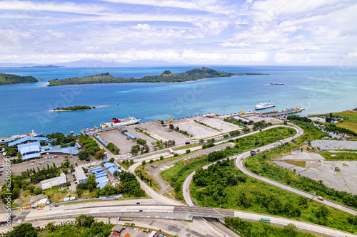 Obraz na płótnie Aerial of Bakauheni Port in Bandar Lampung w salonie