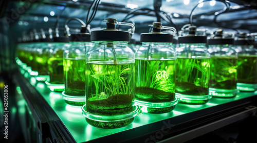Photobioreactor in laboratory, algae biofuel industry