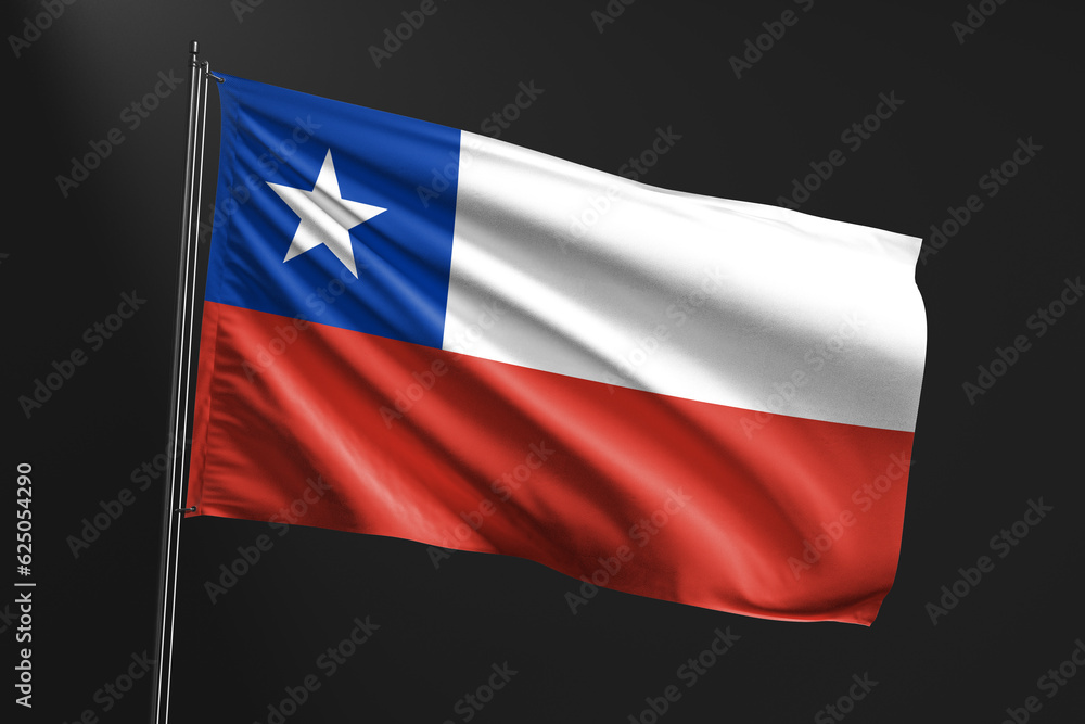 3d illustration flag of Chile. Chile flag waving isolated on black background. flag frame with empty space for your text. 3d illustration flag of Chile. Chile flag waving isolated on black background. flag frame with empty space for your text.