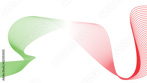 abstract wavy tech lines isolated red white green flag colour gradient background