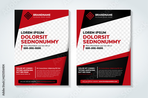 Vector modern brochure  technology design  flyer with futuristic polygonal background. Layout template. Poster of black  grey  red color. Geometric magazine cover  diagonal  triangle. photo space.