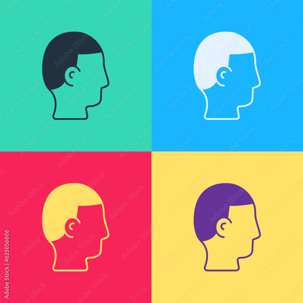 Pop art Hairstyle for men icon isolated on color background. Vector