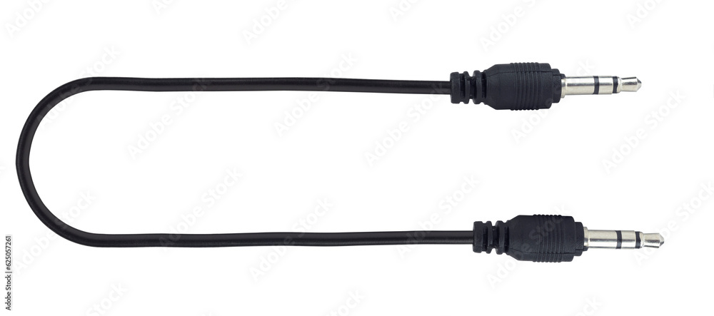TRRS audio jack, aux cable isolated from background