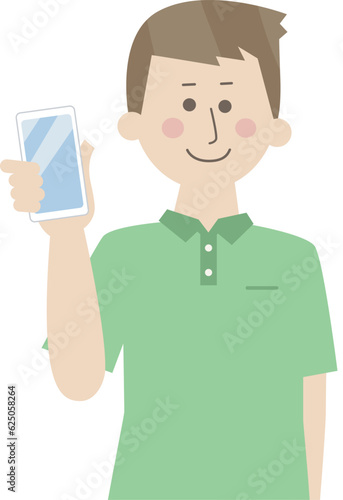 笑顔でスマホを持っている男性