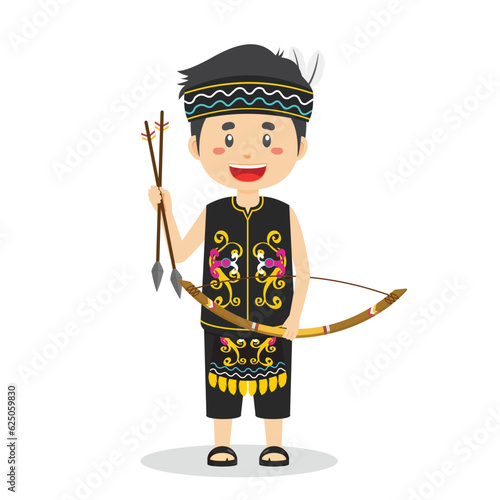 Dayak People Holding Arrows for Hunting