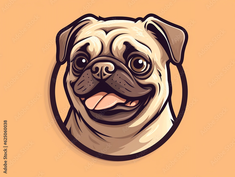 Pug dog head. Vector illustration of a pug dog.AI Generated Pug dog head. Vector illustration of a pug dog.AI Generated