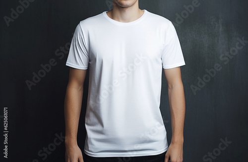 Ai generative.  Young man wearing blank white t-shirt
