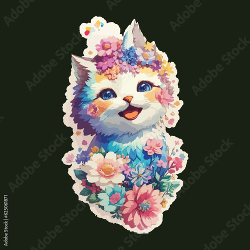 Fototapeta Naklejka Na Ścianę i Meble -  Cute and happy kitten sticker