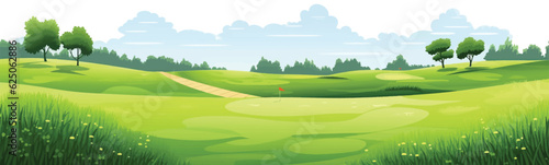 Golf course vector simple 3d smooth cut and paste isolated illustration