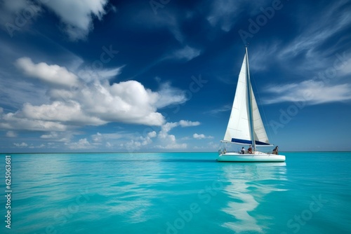 Ship sail boat ocean. Generate Ai