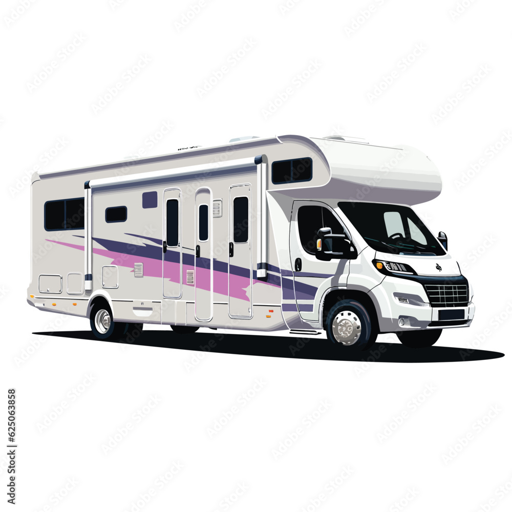 recreational vehicle campig vector flat isolated illustration
