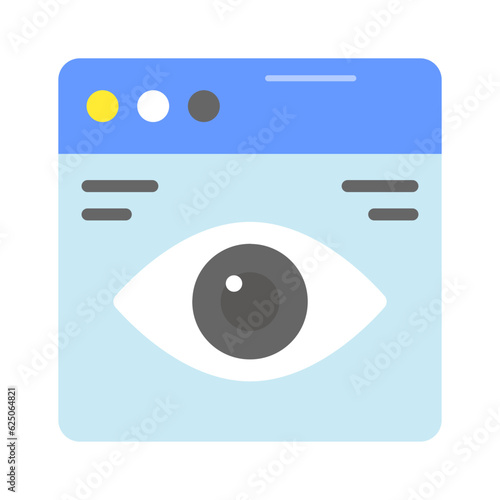 Eye on webpage denoting concept of website visibility vector, easy to use icon