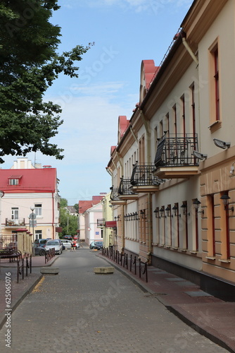 Street with beautiful houses in the city of Grodno. Belarus.July 13, 2023 © MIKHAIL BATURITSKII	