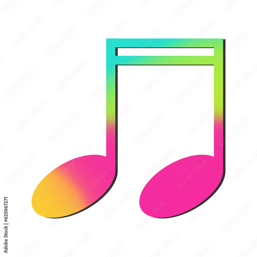 Musical Note, Beamed Sixteenth Note with Rainbow Effect Musical Note, Beamed Sixteenth Note with Rainbow Effect