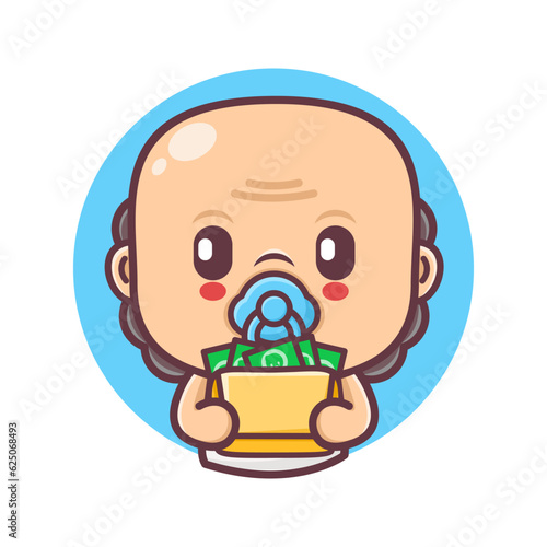 cute baby cartoon with money box