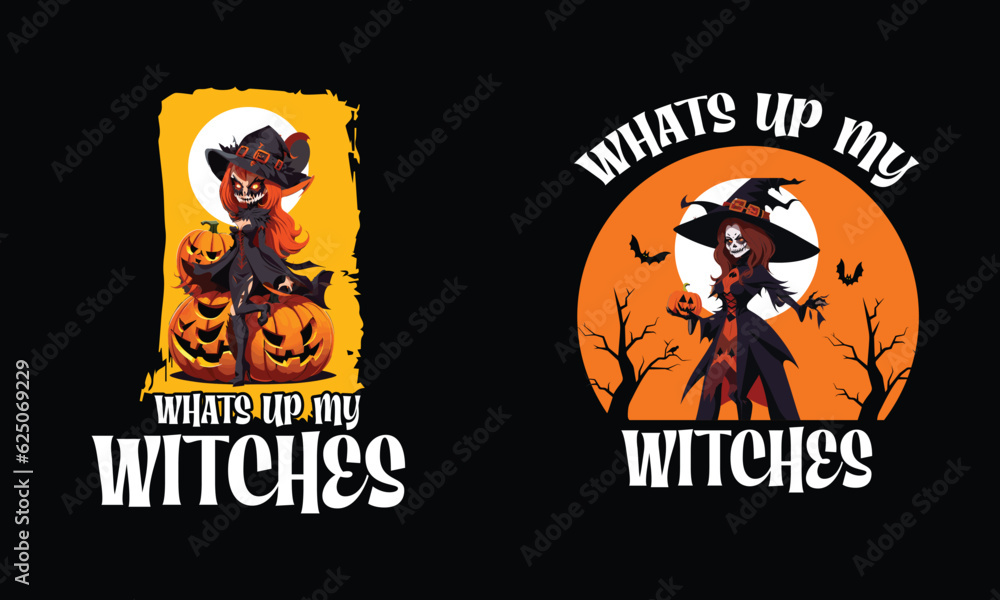 Halloween Witches Night Party T-shirt Design Template, Halloween t shirt design for Halloween day.