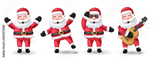 Christmas santa claus vector set design. Santa claus christmas character in standing and smiling poses isolated in white. Vector illustration xmas characters collection.