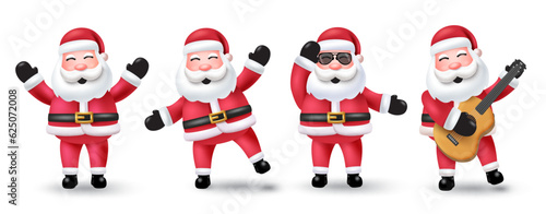 Christmas santa claus vector set design. Santa claus  christmas character in standing and smiling poses isolated in white. Vector illustration xmas characters collection.