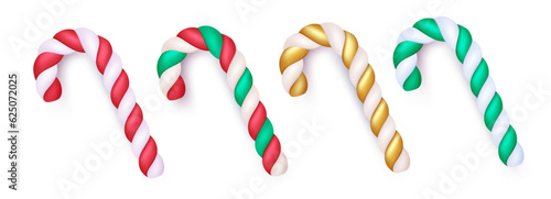 Christmas candy cane vector set design. Candy cane lollipop stick collection for xmas elements decoration and ornaments. Vector illustration holiday season dessert collection.