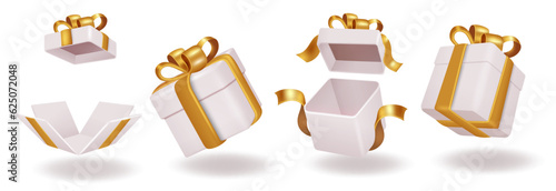 Christmas gifts vector set design. Gift boxes for christmas surprise and present elements decoration in elegant color. Vector illustration gift box collection.