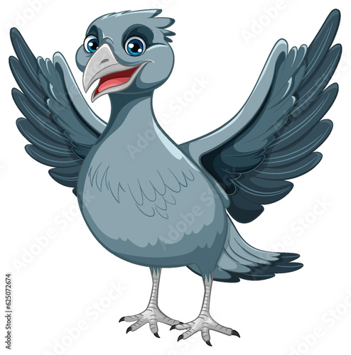 A vector cartoon illustration of a bird spreading its wings