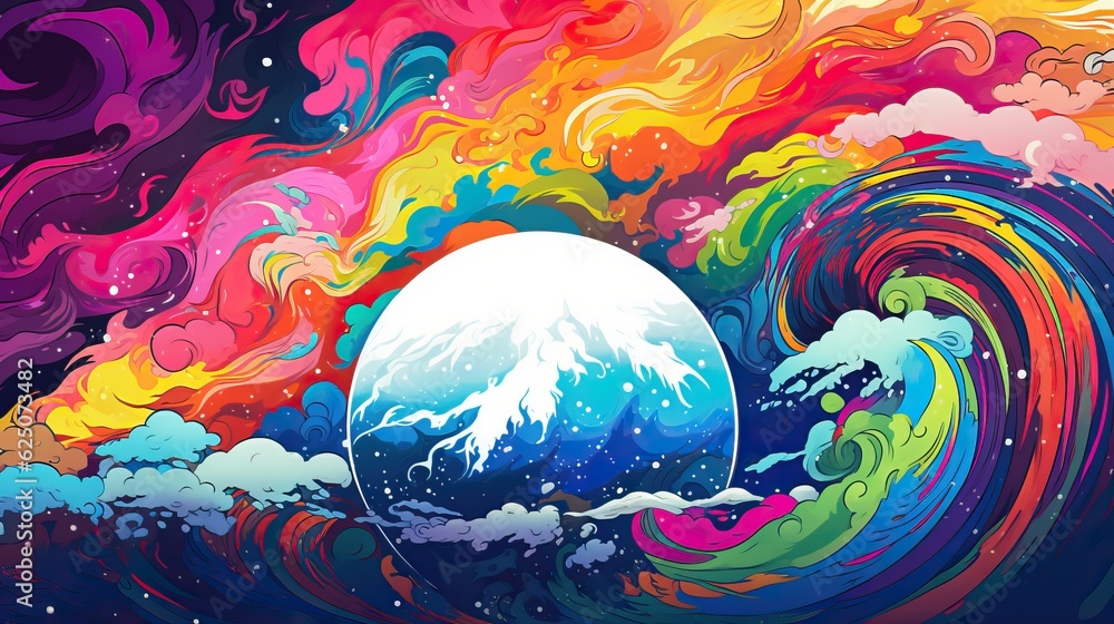 Abstract painting of Planet, Earth with colorful background.