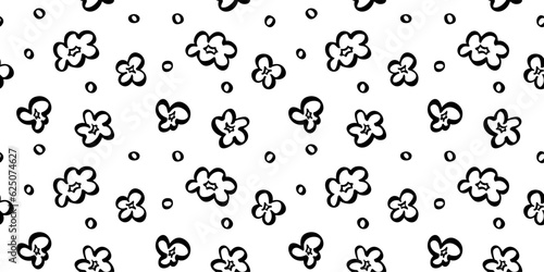 POPCORN PATTERN. Popcorn seamless pattern with pop corn snack icons. Vector illustration popcorn pattern. Black and white background. Graphic design for pop corn pack. Fast food packaging design