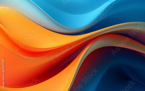 Blue and orange wavses abstract wallpaper background for desktop