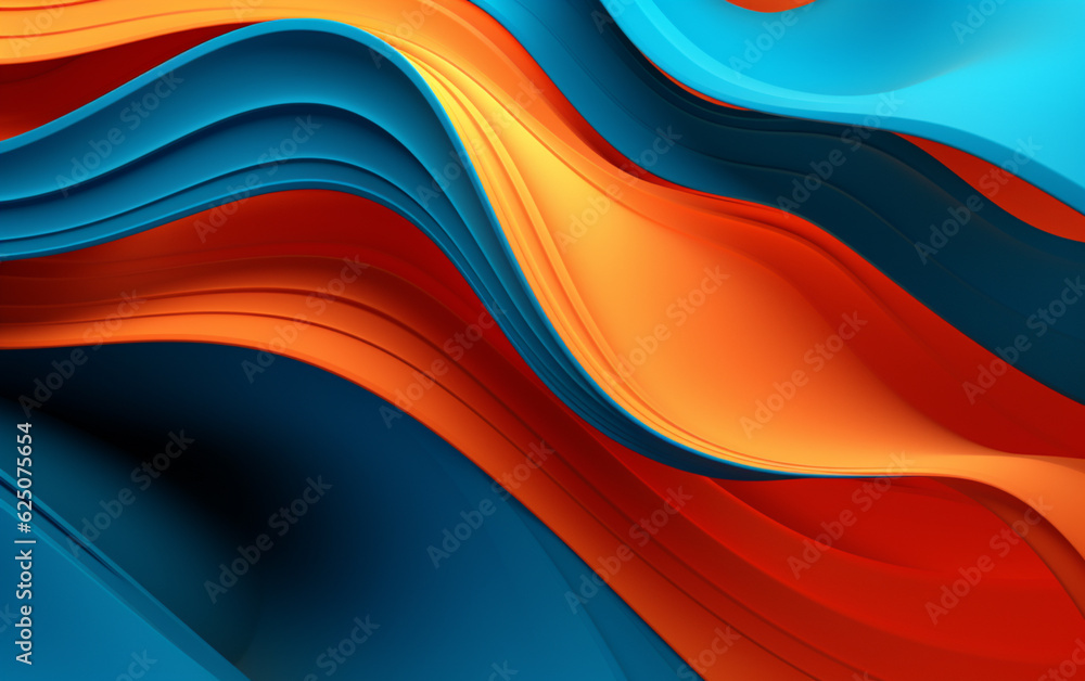Fototapeta premium Blue and orange wavses abstract wallpaper background for desktop