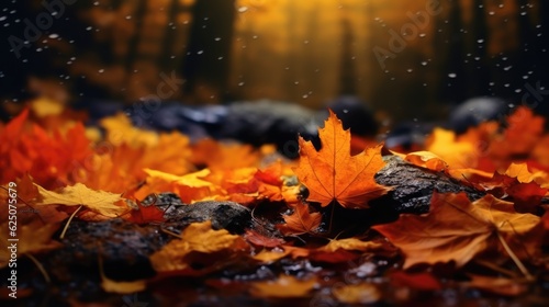 Autumn yellow leaves on the ground © cherezoff