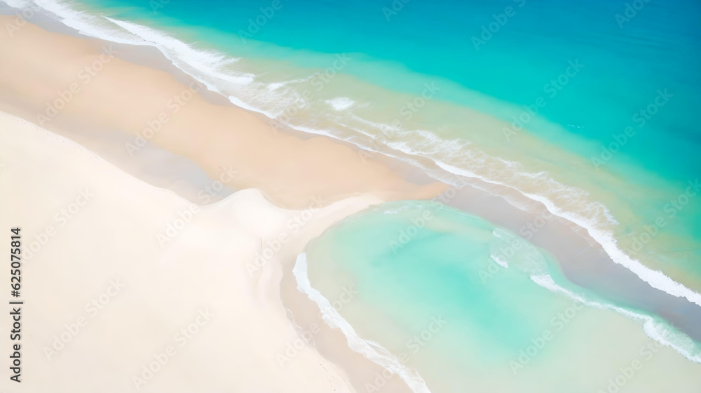 top view of summer beach and blue sea. AI Generated.