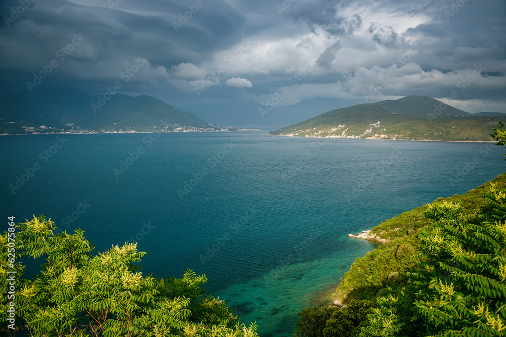 Picturesque view of the Bay of Kotor from high viewpoint near Herceg Novi