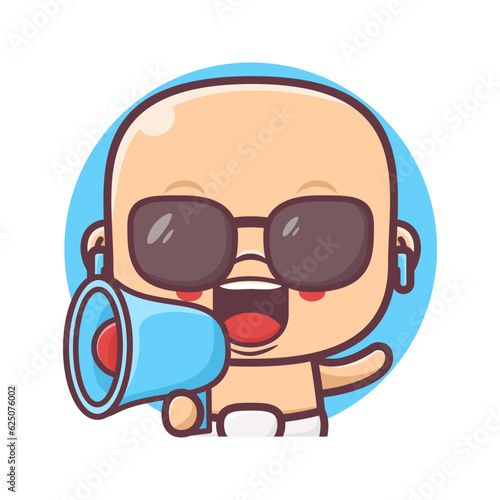 cool baby cartoon with megaphone