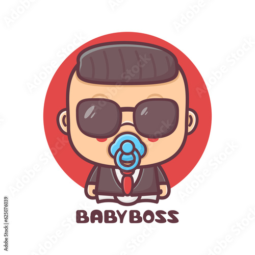 cute baby boss cartoon character vector illustration