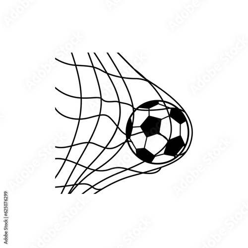 Soccer ball in net icon vector. Football ball in net illustration sign. Goal symbol or logo.