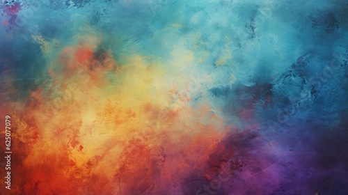 Abstract colorful grunge background with textured oil or acrylic brush strokes © eireenz