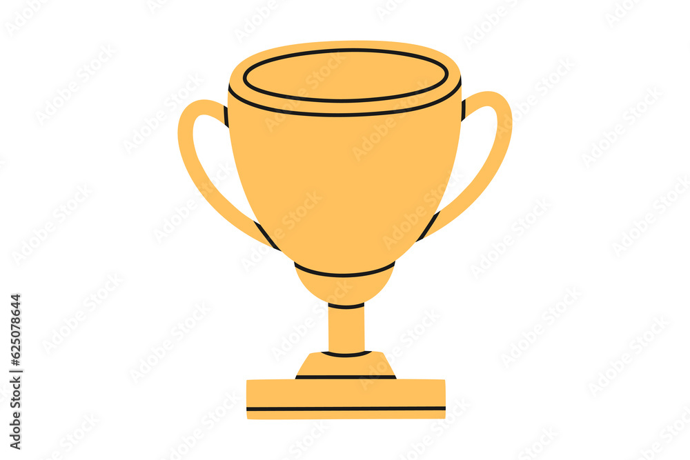 Hand drawn cute illustration of school award cup. Flat vector college competition or contest winner in colored doodle style. Education or study sticker, icon. Back to school. Isolated. Hand drawn cute illustration of school award cup. Flat vector college competition or contest winner in colored doodle style. Education or study sticker, icon. Back to school. Isolated.