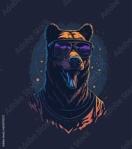 Bear wired glass head t-shirt printing design.