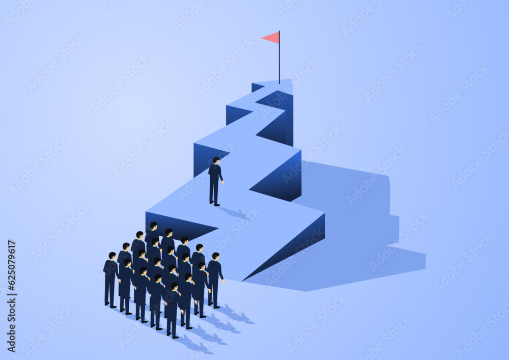 Fototapeta premium Business goal achievement, Career ladder progress and advancement, Professional competition, Success in business. Vector illustration flat