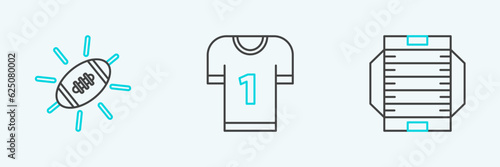 Set line American football field, Football and jersey icon. Vector