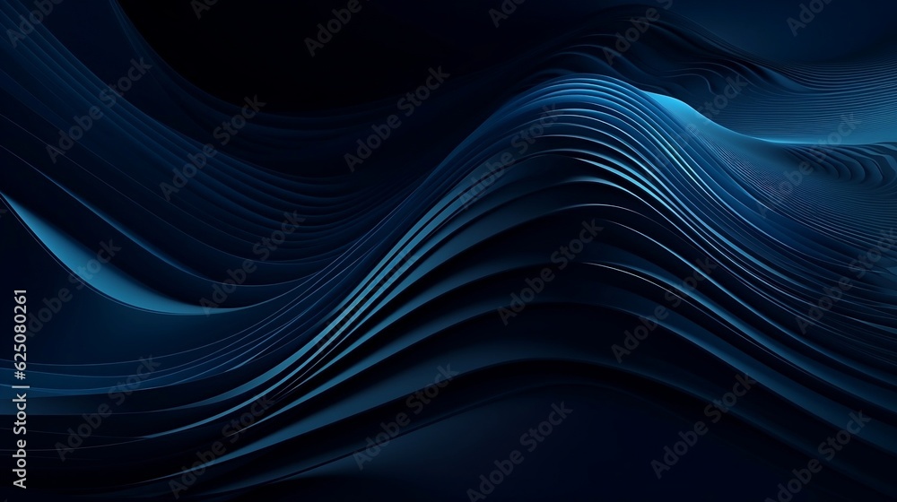Dark navy blue abstract wave line. Generative AI