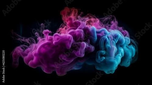 Neon blue and purple smoke. Generative AI