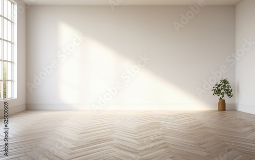 Empty minimal room interior design with fishbone flooring © MUS_GRAPHIC