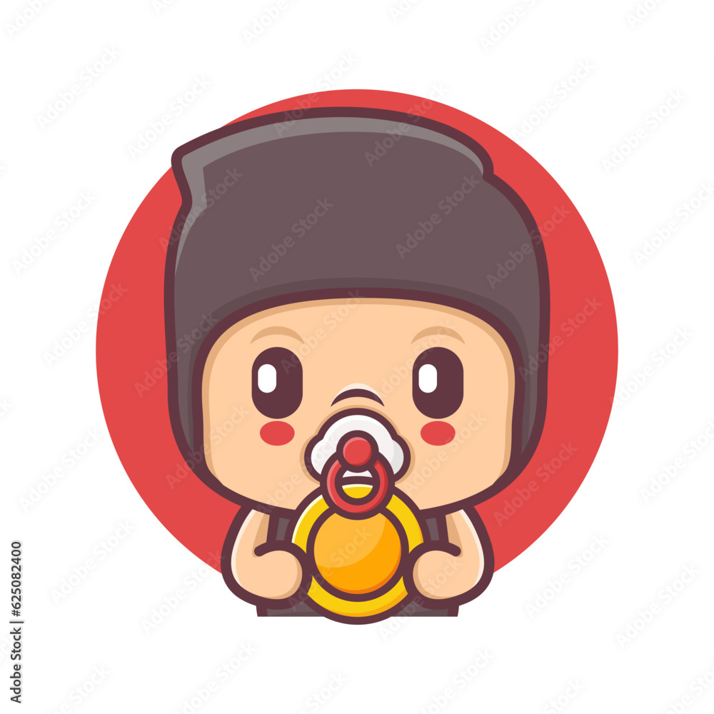 Obraz premium cute ninja baby cartoon with gold coins