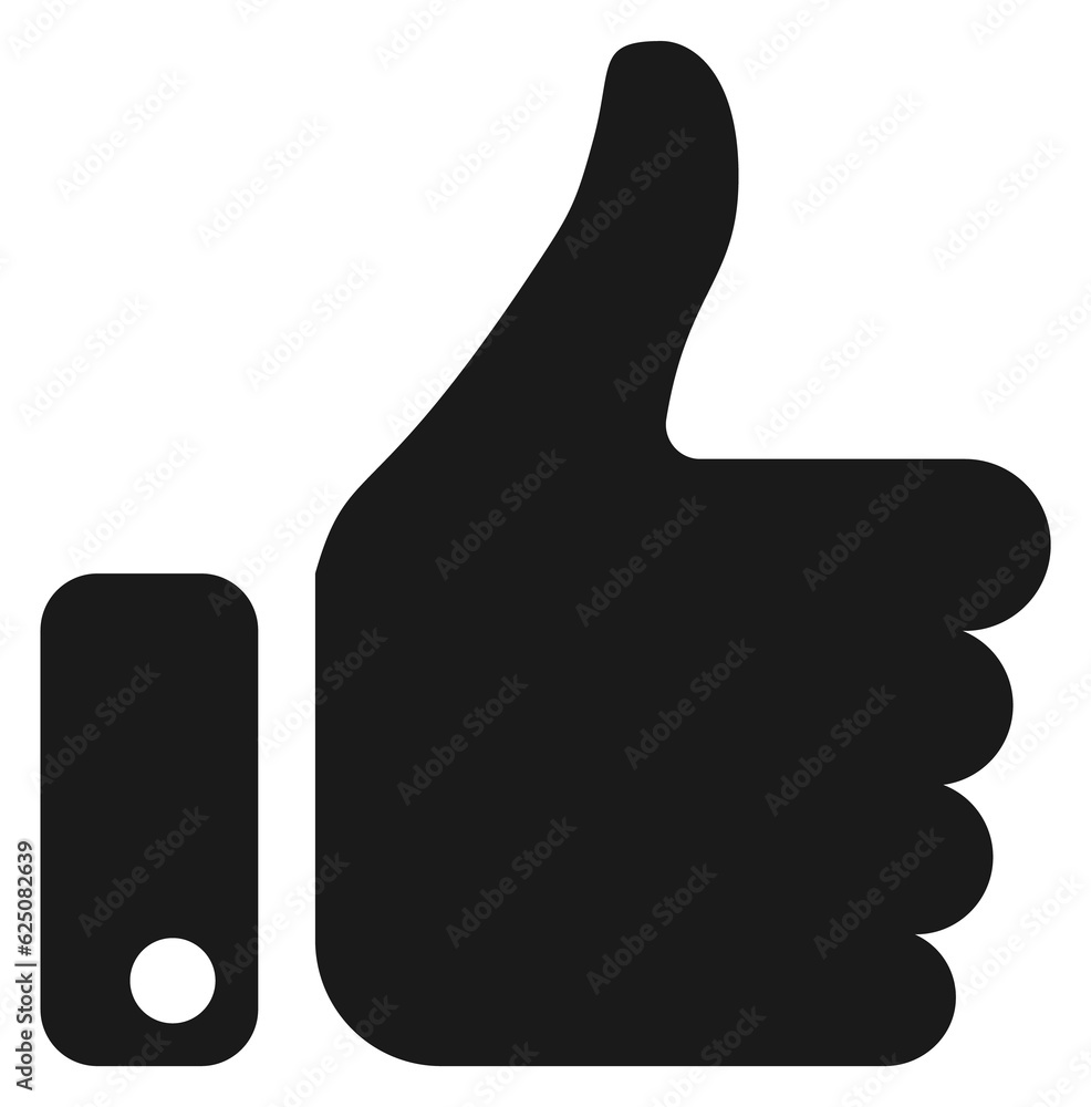 Black thumb up silhouette. Social like icon Black thumb up silhouette. Social like icon