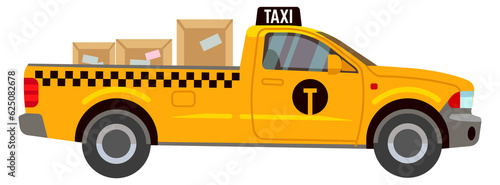 Pickup truck with parcel boxes. Cargo taxi service