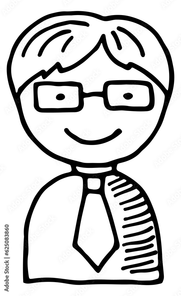 Office worker avatar. Hand drawn business man