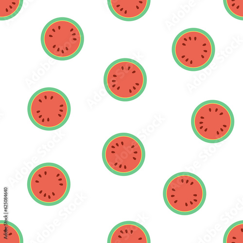 Red and Green Watermelon Fruits Digital Paper. Watermelon on White Background.