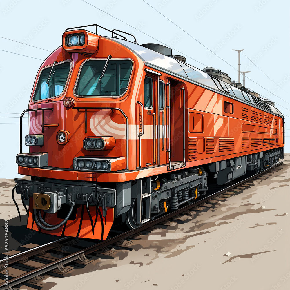 2d perspective illustration of an old locomotive moving towards its destination. Vintage and retro design. 2d perspective illustration of an old locomotive moving towards its destination. Vintage and retro design.